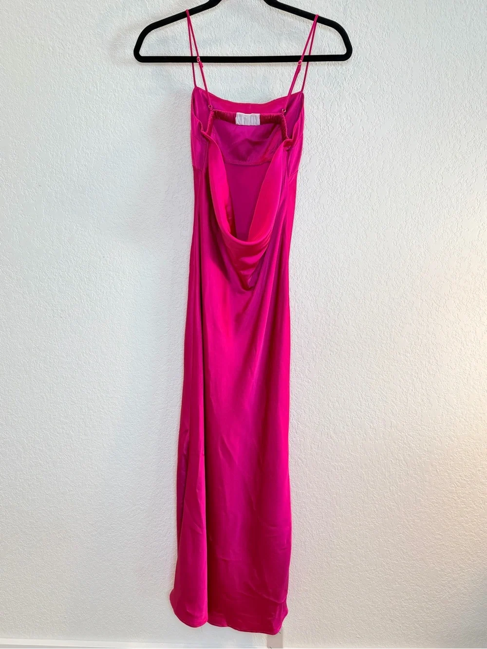 Abercrombie & Fitch Satin Cowl Back Slip Midi Dress in Hot Pink NWT! Size XS